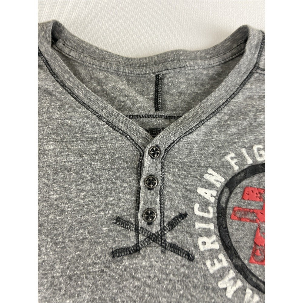 American Fighter Training Div Henley Shirt L/S Men's XL Gym‎ Workout Black Gray - Picture 3 of 9